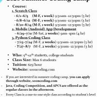썸머코딩캠프 (Scratch,Python,휴대폰앱), 정규수업(자바,ACSL/USACO)